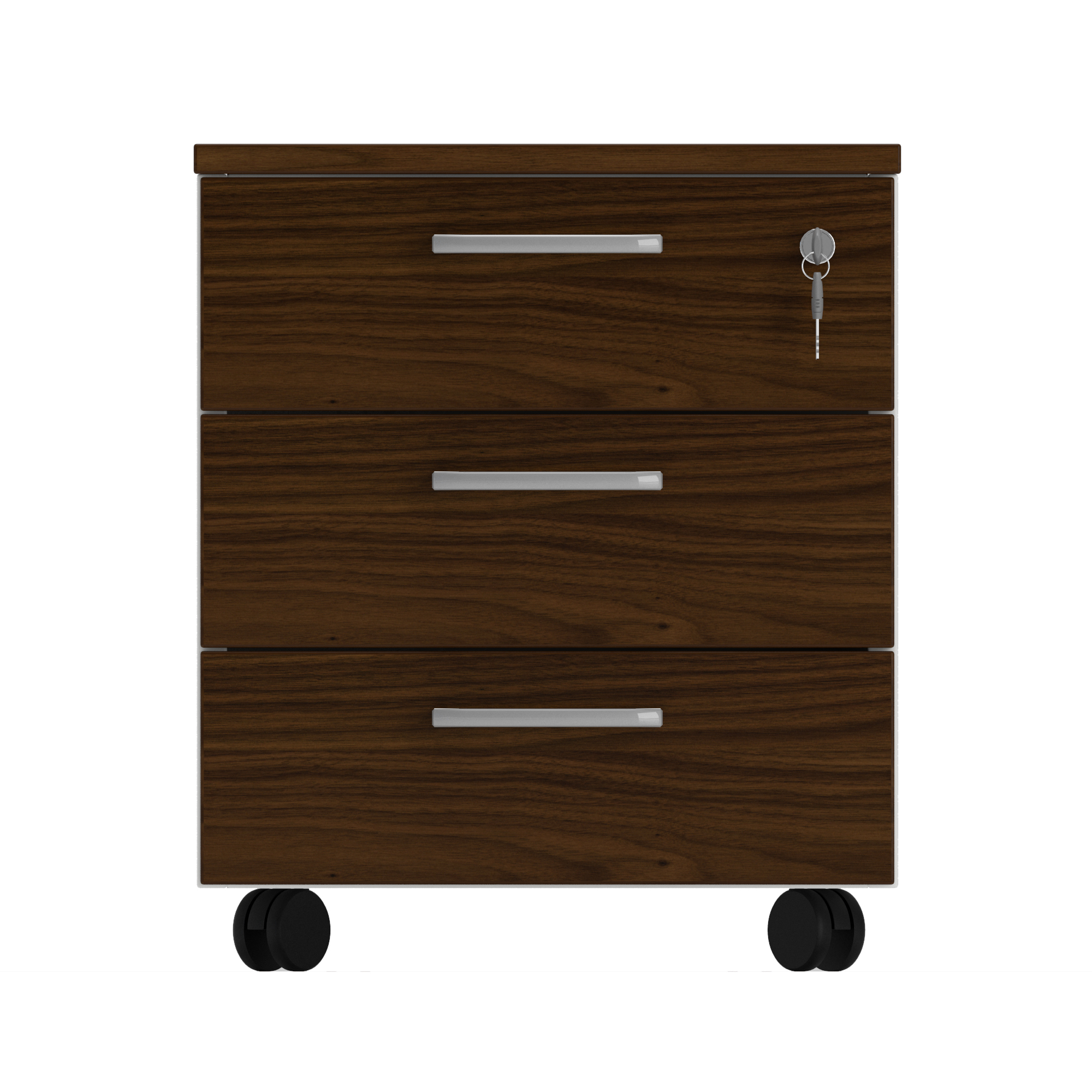Cassettiera da ufficio con Rotelle OFFICE, L 42 x P 56 x H 51 cm (Noce Scuro)